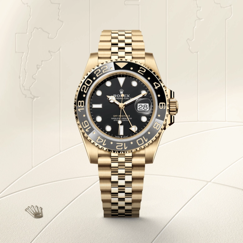 rolex gmt-master ii in 18-ct-yellow-gold, m126718grnr-0001 - cortina watch