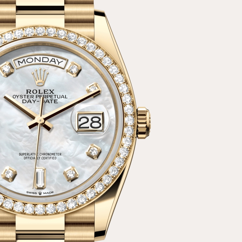 rolex day-date in 18-ct-yellow-gold, m128348rbr-0017 - cortina watch