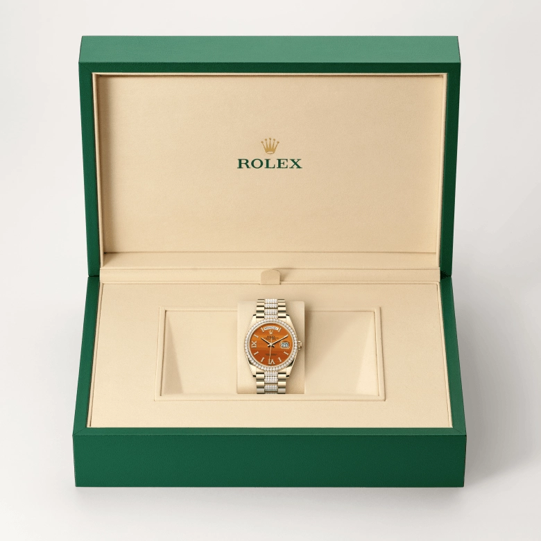 Rolex Day-Date in 18 ct yellow gold, M128348RBR-0050 - Cortina Watch
