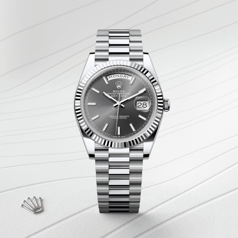 rolex day-date in platinum, m228236-0013 - cortina watch