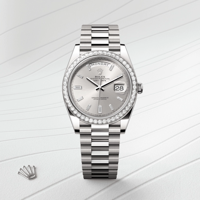 rolex day-date in 18-ct-white-gold, m228349rbr-0001 - cortina watch