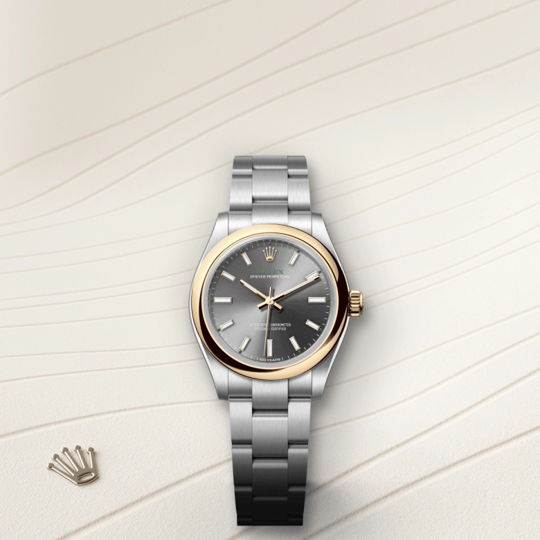 rolex oyster perpetual in yellow-rolesor, m277203-0001 - cortina watch