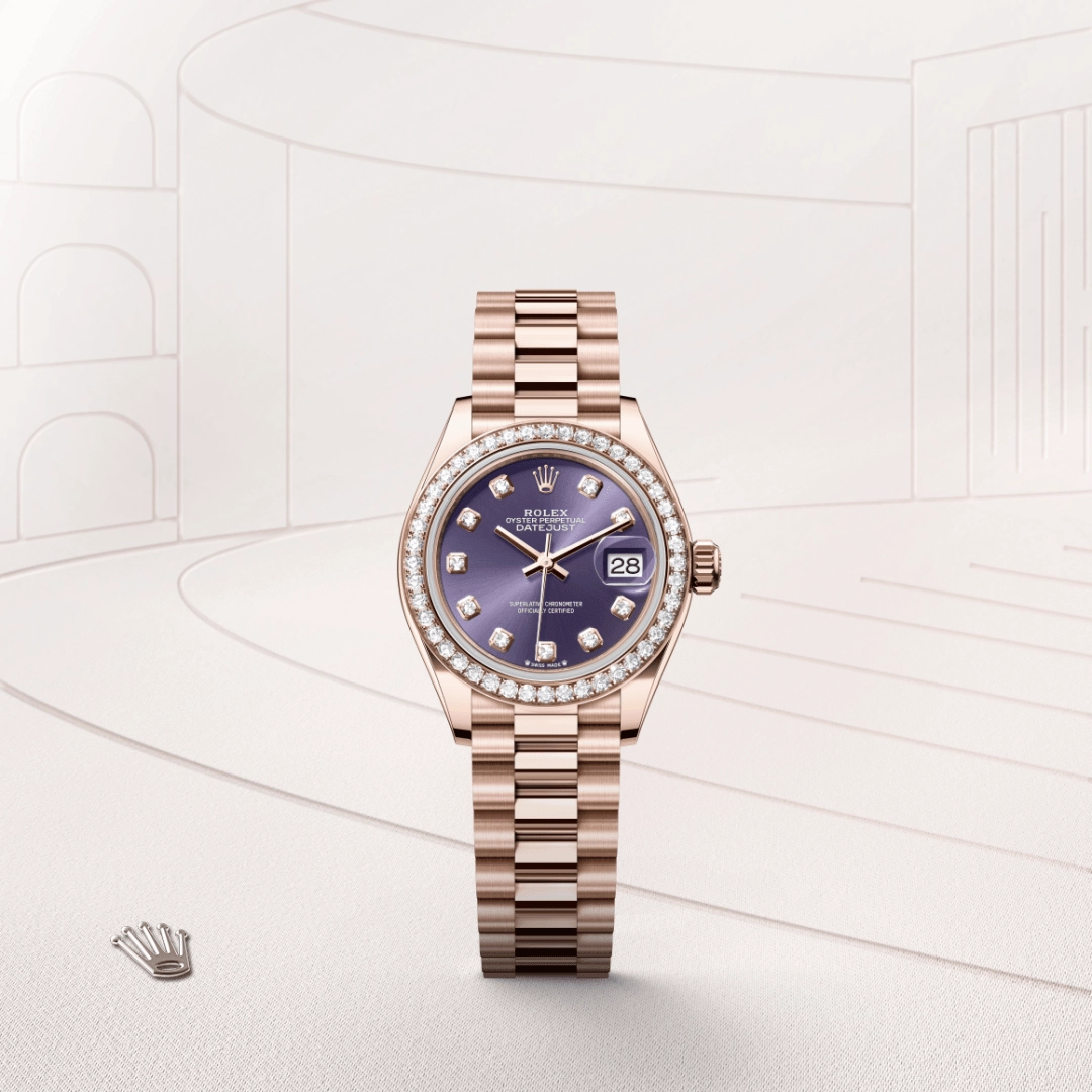 rolex lady-datejust in 18-ct-everose-gold, m279135rbr-0020 - cortina watch