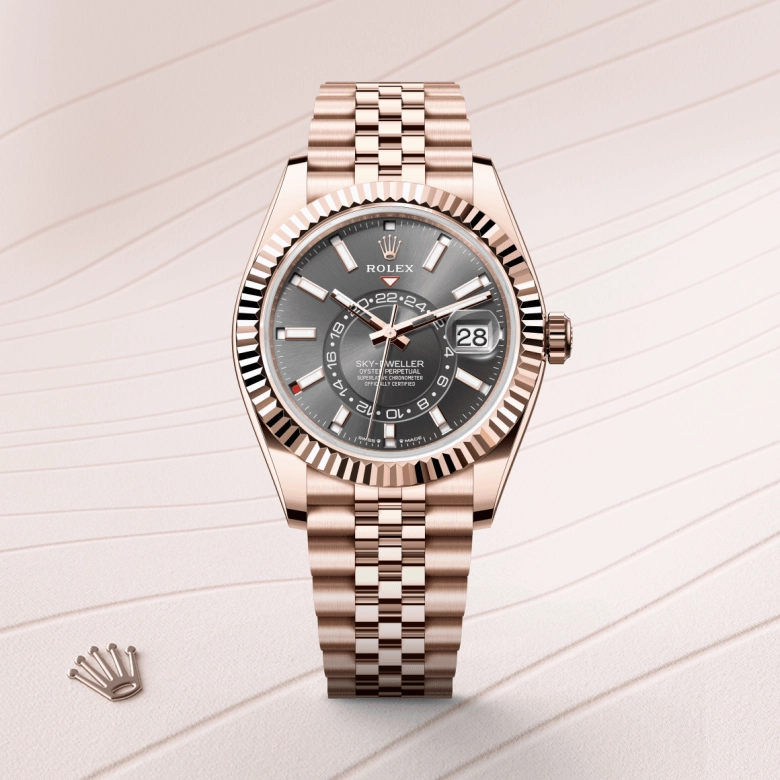 rolex sky-dweller in 18-ct-everose-gold, m336935-0008 - cortina watch